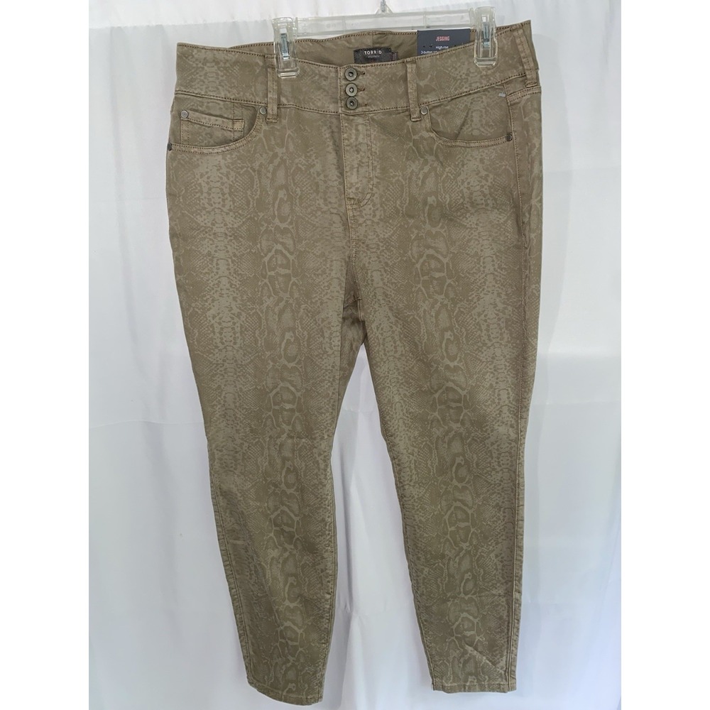 Torrid Jeans Womens 20R Tan Snake Print Super Soft Jeggings Feel The Fit NWT